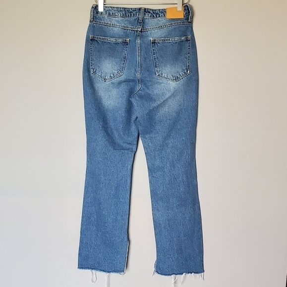 Avec Les Filles High Rise Straight Leg Western Distressed Jeans - Picture 2 of 8